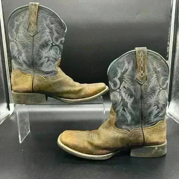 Ariat Tombstone Boy Blue Brown Leather Square Toe Western Boot 10012794 Size 4